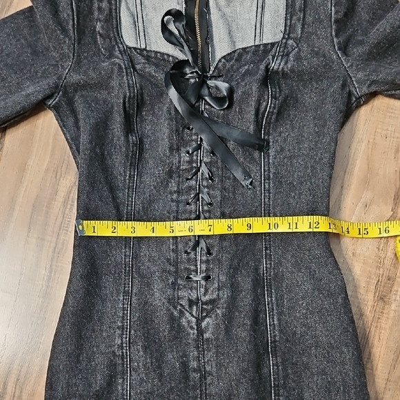 Vintage Paris Blues Women's Black Bodycon Mini Denim Dress 5 - Picture 8 of 13